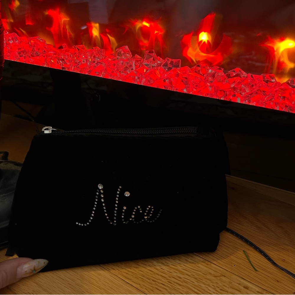 Chic Black Velvet Clutch with Rhinestone Detail